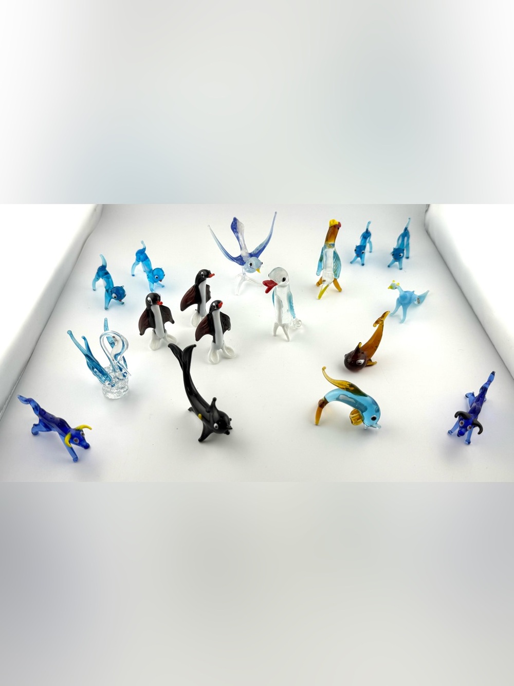 17 Vintage Miniature Hand-Blown Glass Animals Lot